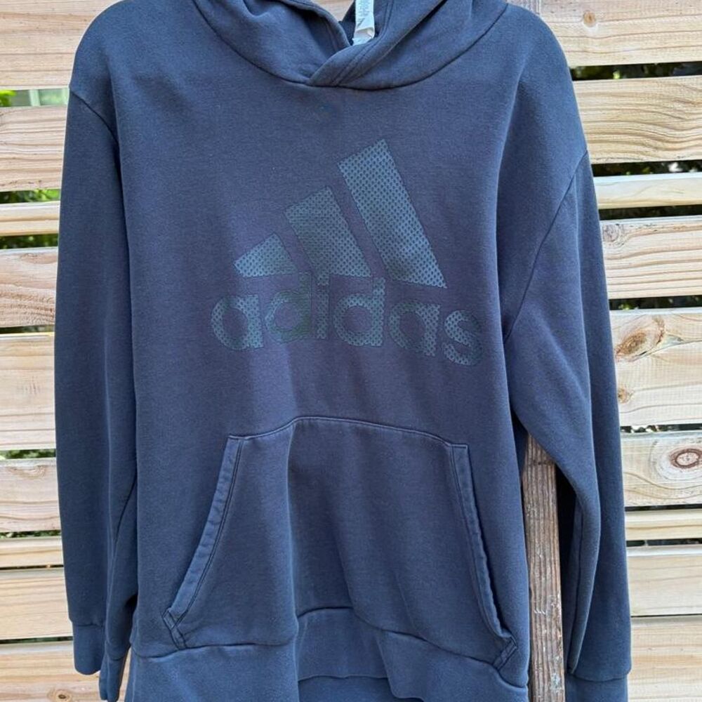 Adidas Men's Black and Grey Hoodie
